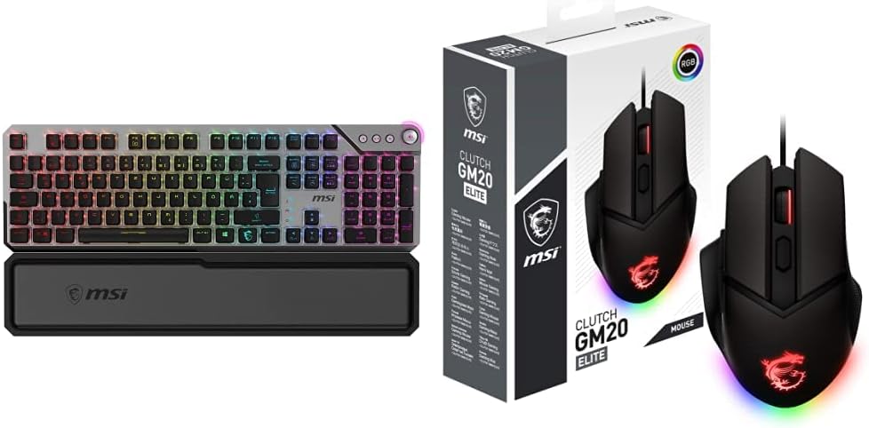 MSI Vigor GK71 Sonic RED DE Gaming Tastatur, QWERTZ & CLUTCH GM20 ELITE Gaming-Maus - 6.400 DPI Opti