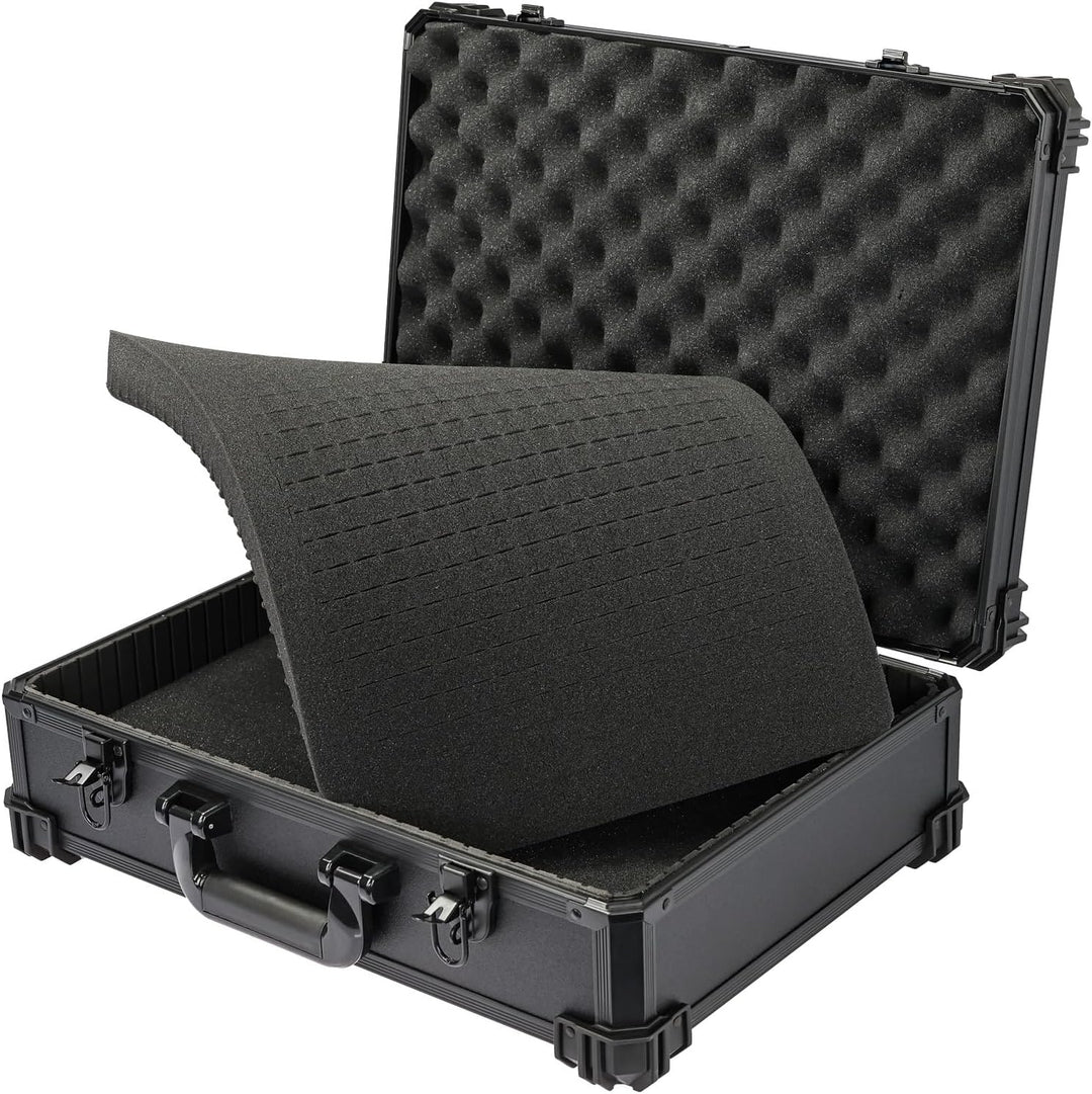 HMF Werkzeugkoffer leer, Werkzeugkasten gross mit Rasterschaumstoff | 46 x 33 x 15 cm, Mit Rastersch