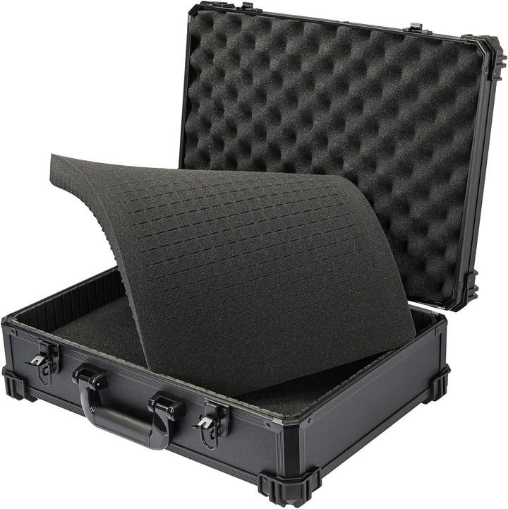 HMF Werkzeugkoffer leer, Werkzeugkasten gross mit Rasterschaumstoff | 46 x 33 x 15 cm, Mit Rastersch