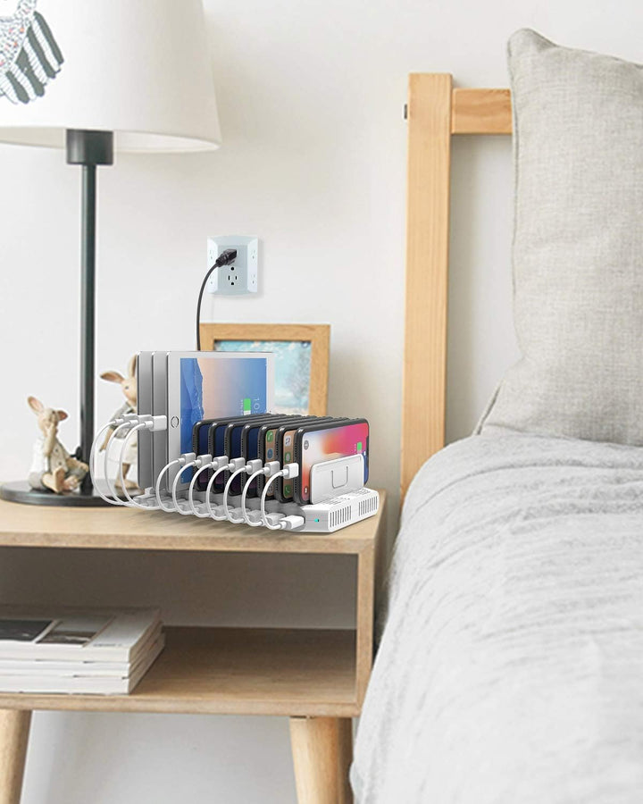 Unitek 96W 10 Port USB Ladestation, USB Multi Mobile Ladestation mehrere Geräte mit Smart IC und Ein