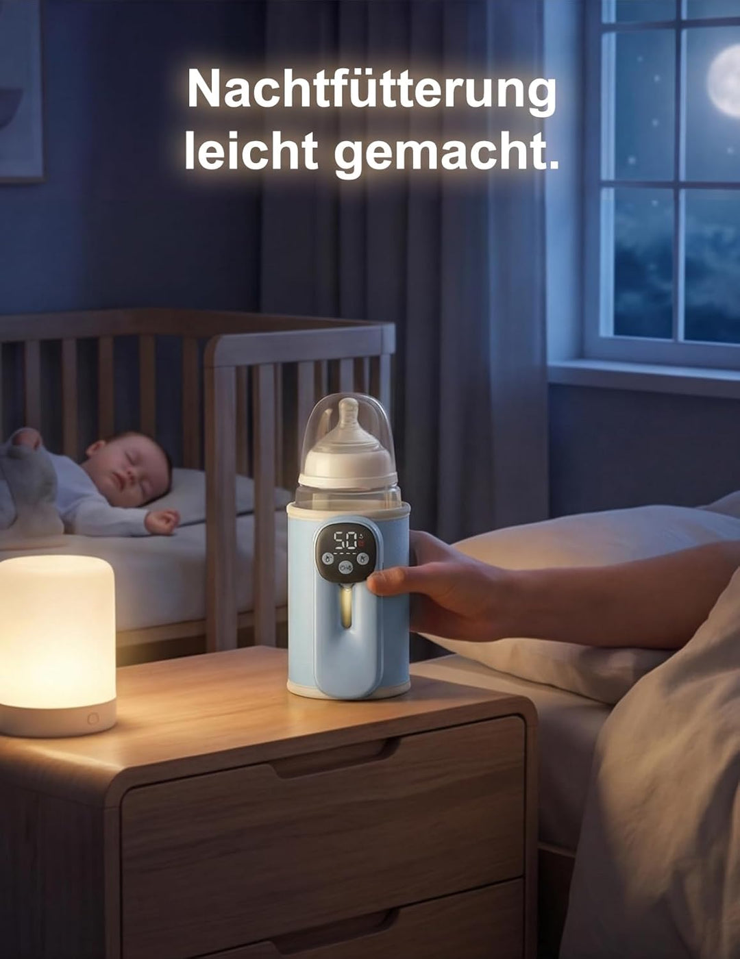 Drahtloses Milchwärmer, mit LED Temperaturdisplay 8000mAh Flaschenwärmer Baby Unterwegs 6 stufige Sc