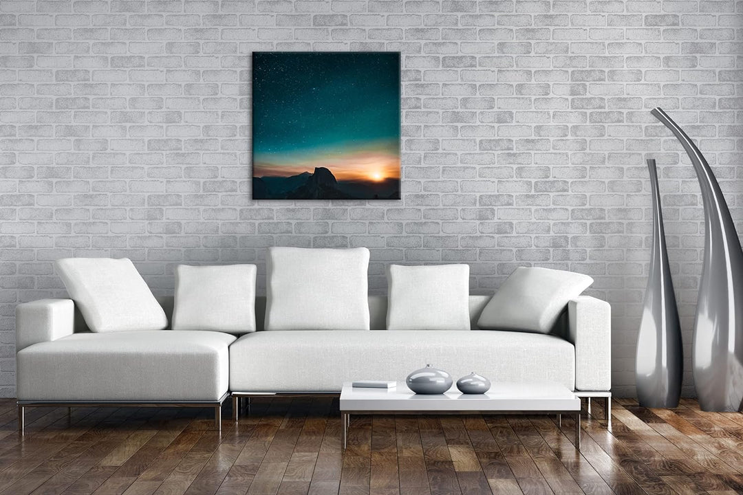 atemberaubender Sternenhimmel bei Sonnenaufgang Format: 70x70 als Leinwandbild, Motiv fertig gerahmt