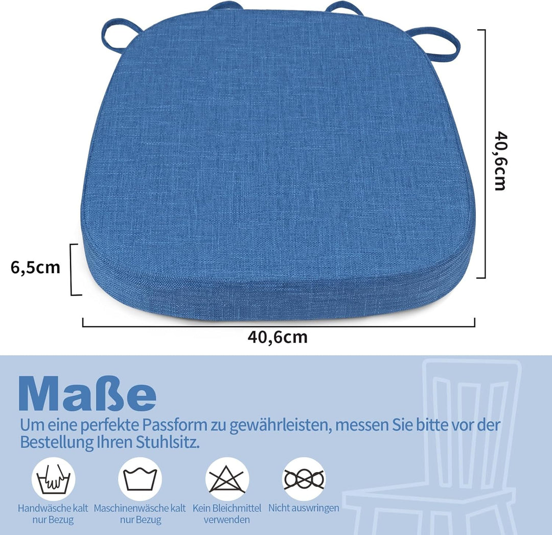 BUYUE Stuhlkissen 6,5 cm dick, U-Form Sitzkissen 40x40 cm mit hochdichtem Schaumstoff, Stoffbezug, r