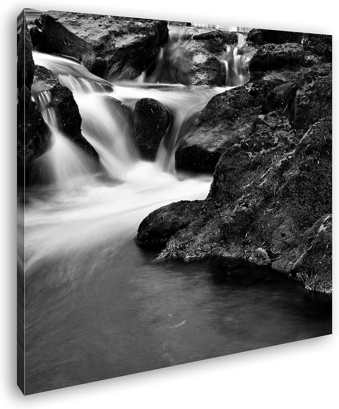 deyoli idyllischer Wasserfall in Irland im Format: 70x70 Effekt: Schwarz&Weiss als Leinwandbild, Mot