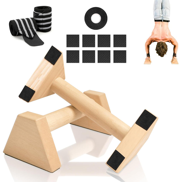 Liegestützgriffe, 2 Stück Liegestützgriffe aus Holz, Push Up Bars, Holz Parallettes, Calisthenics Eq