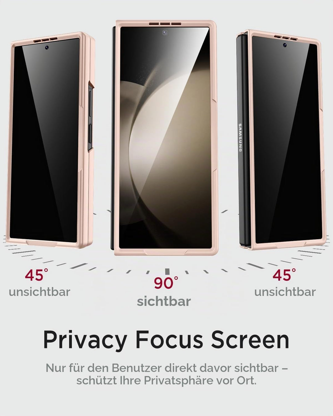 Miimall Kompatibel mit Samsung Galaxy Z Fold 6 Hülle mit S-Pen Holder, [Anti-SPY Displayschutz] Ultr