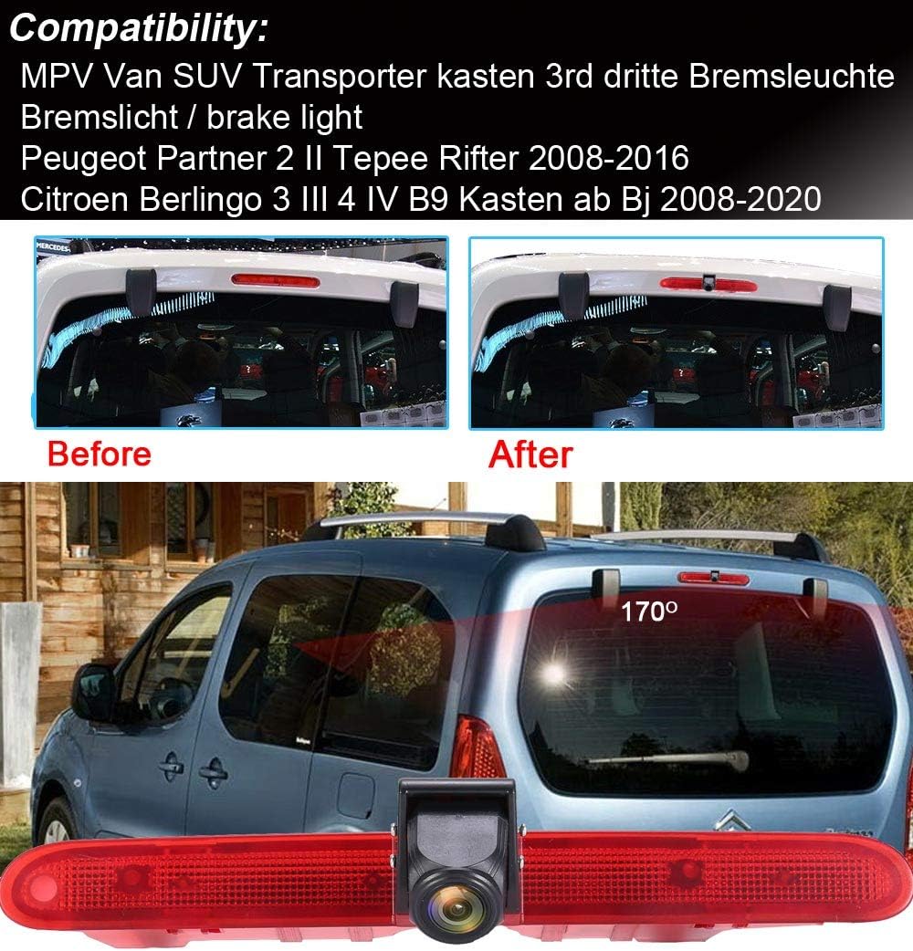 Auto Bremsleuchte Rückfahrkamera Van Transporter Bremslicht für Peugeot Partner 2 II Tepee Rifter/Ci
