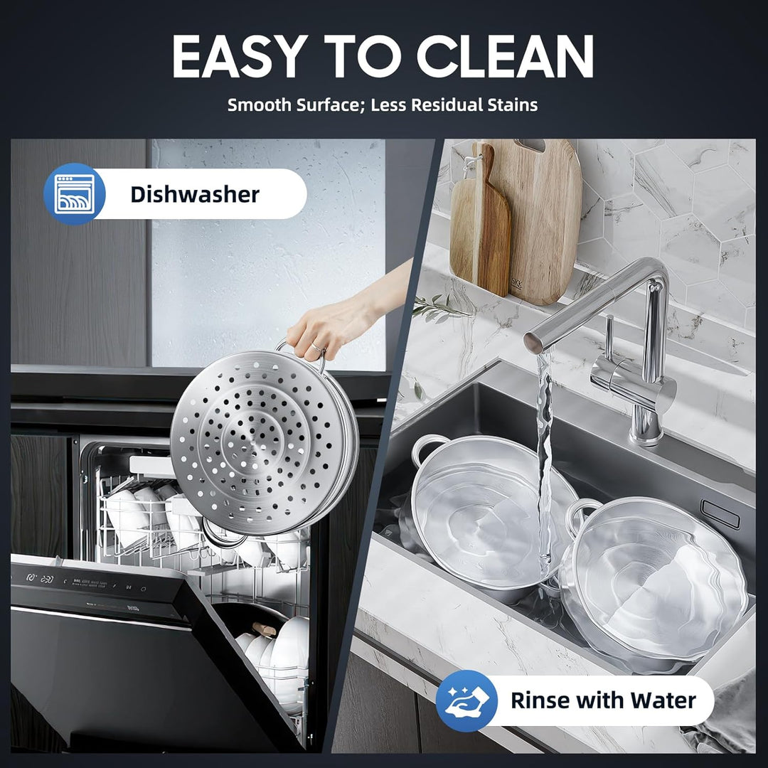 KOLHGNSE 5 Lagiger Edelstahl Dampfkocher Gardampftopf mit Glasdeckel Dampfgarer für Küche alle Herda