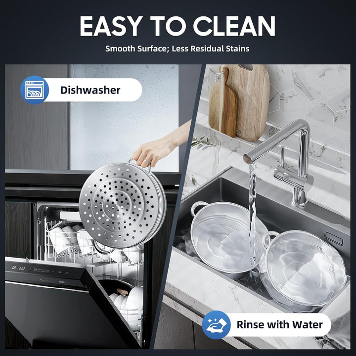 KOLHGNSE 5 Lagiger Edelstahl Dampfkocher Gardampftopf mit Glasdeckel Dampfgarer für Küche alle Herda