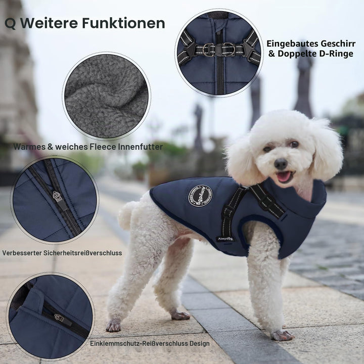 Hundemantel Winter, Wärme Hundejacke Mit Brustgurt Gurt Winddichte mit bauchschutz, Haustier Outdoor