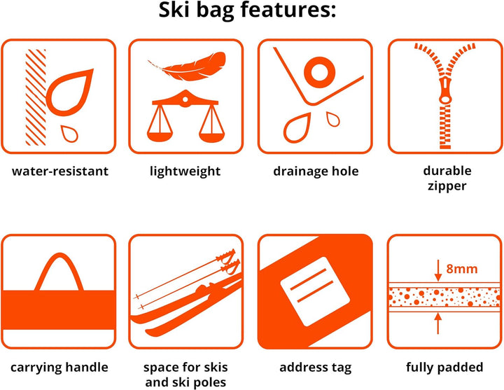 SnowSport Double Ski Bag Skitasche Prestige für 2 Paar Ski und Skistöcke - sehr dick gepolstert - fü