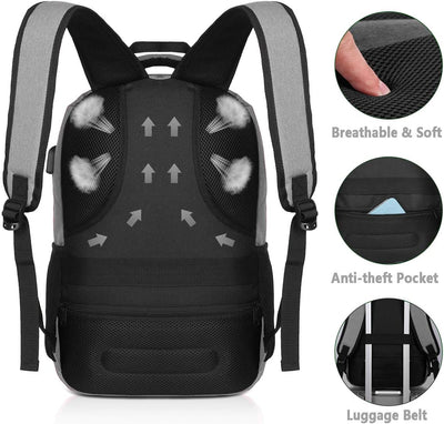 YAMTION Rucksack Laptop 17.3 Zoll Rucksack Schule mit USB-Ladeanschluss für Arbeit Schule Reisen Cam