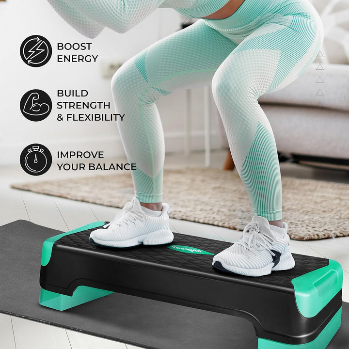 Yes4All Multifunktionaler Aerobic-Stepper, extra halbrunde Beine, 10,2 cm, verstellbare Stufen-Aerob