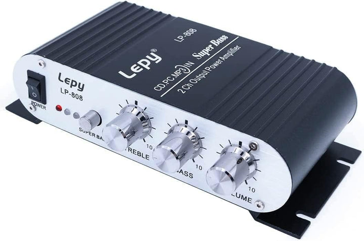 LP-808 Tragbarer 12-V-MiNi-HiFi-Verstärker mit 3-A-Netzteil für Autotelefon zu Hause - Schwarz