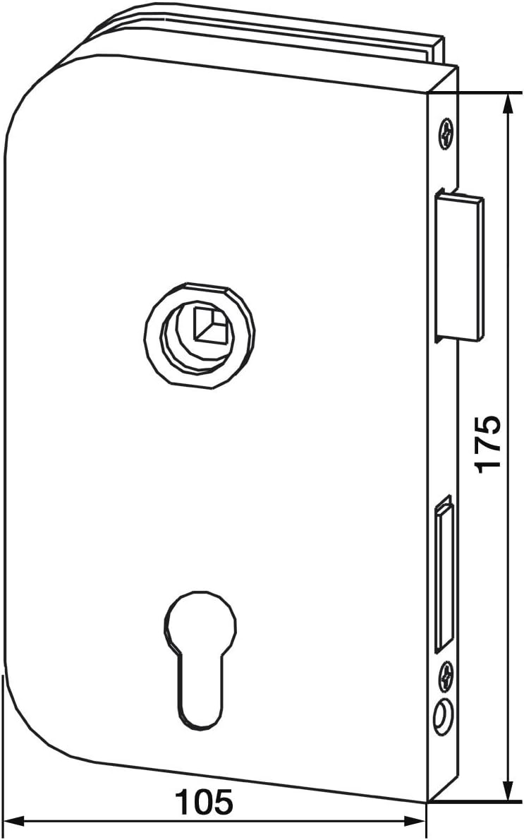 Dorma Glas Glastürschloss Junior Office PZ mit Wechsel, Glasstärke 8 mm, Glasbeschlag rechts - Alu E