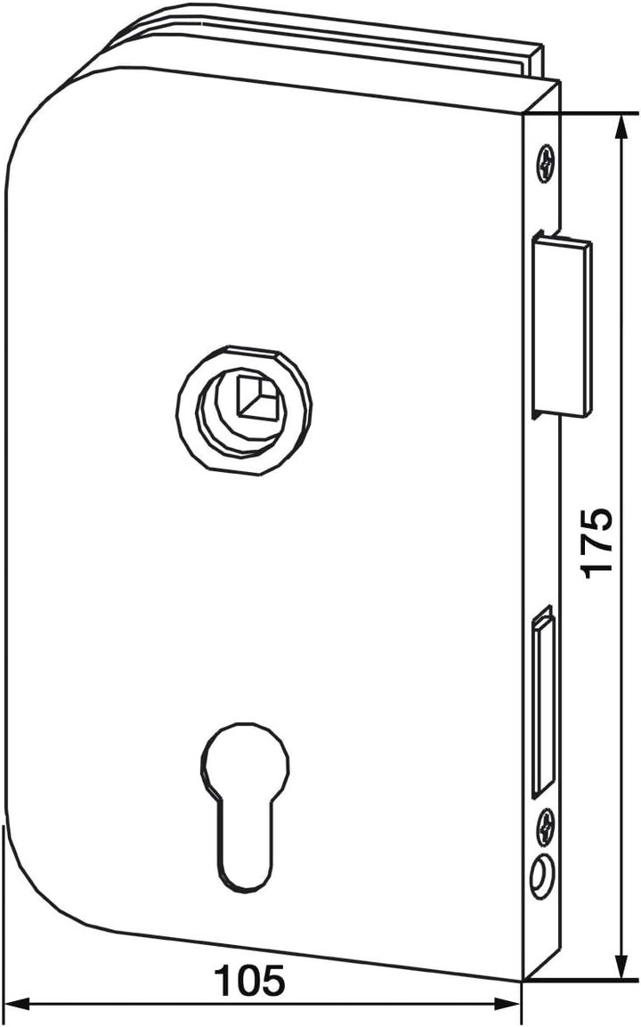 Dorma Glas Glastürschloss Junior Office PZ mit Wechsel, Glasstärke 8 mm, Glasbeschlag rechts - Alu E