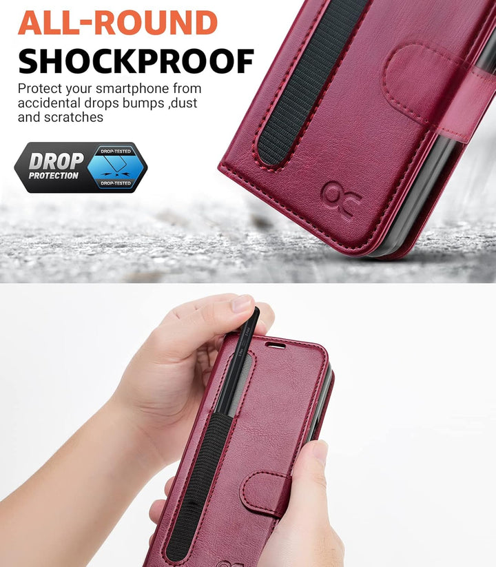 OCASE Hülle Samsung Galaxy Z Fold 3 5G Handyhülle mit S Pen Halter [Premium PU Leder] [Kartenfach] C