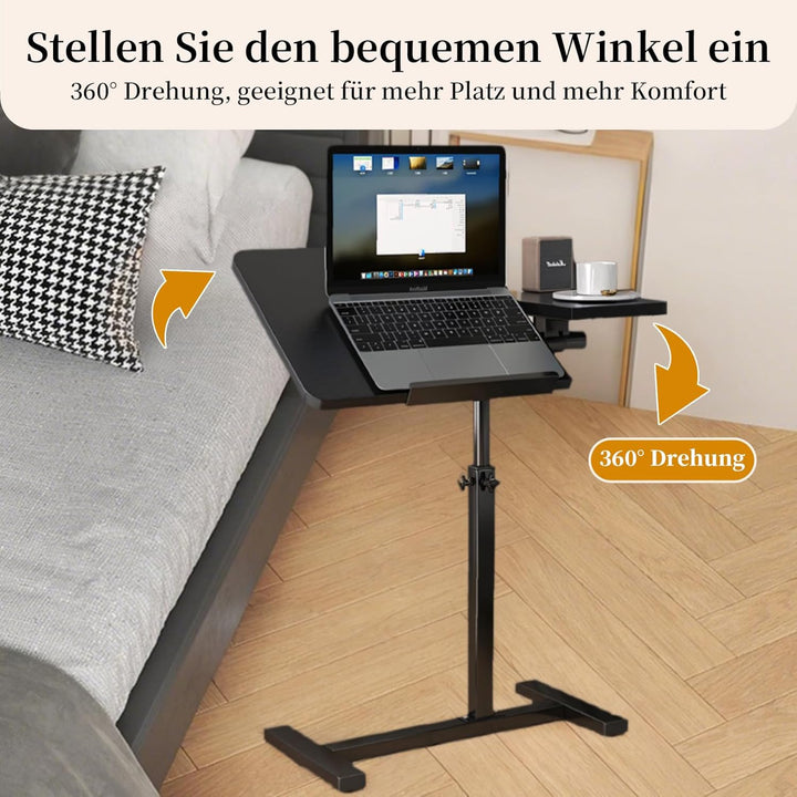 Beistelltisch Klein Laptoptisch Couchtisch Holz: Kaffeetisch C Form Höhenverstellbar Sofatisch Rolle