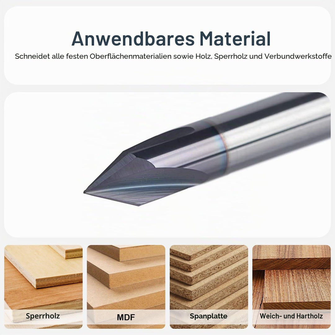 SpeTool Fasenfräser Gravierfräser 3 Flöten V Nutfräser 6mm Schaft 60 Grad VHM Gravierstichel Schaftf