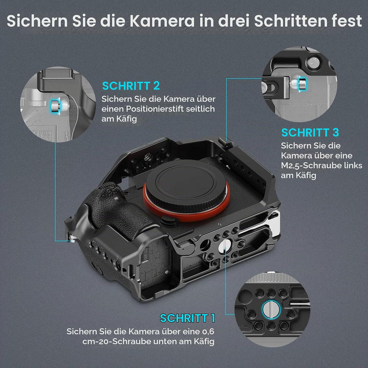 SMALLRIG A7 III / A7R III Kamerakäfig für Sony Alpha 7 III/Alpha 7R III, Aluminiumlegierung mit Schn