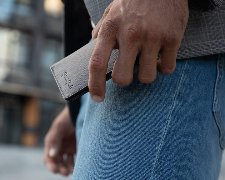 Jaimie Jacobs SLIMSTAR Geldbeutel dünne Geldbörse Leder Slim Wallet Hochformat Herren (Lochleder Sch