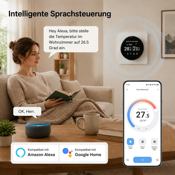 WiFi Thermostat Fussbodenheizung Wasser Digitales Raumthermostat Drehregler Wasserheizung Thermostat