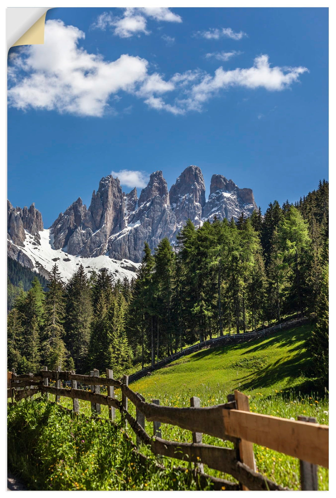 ARTland Wandbild selbstklebende Vinylfolie 80x120 cm Landschaftsbilder Südtirol Berge Alpen Wald Dol