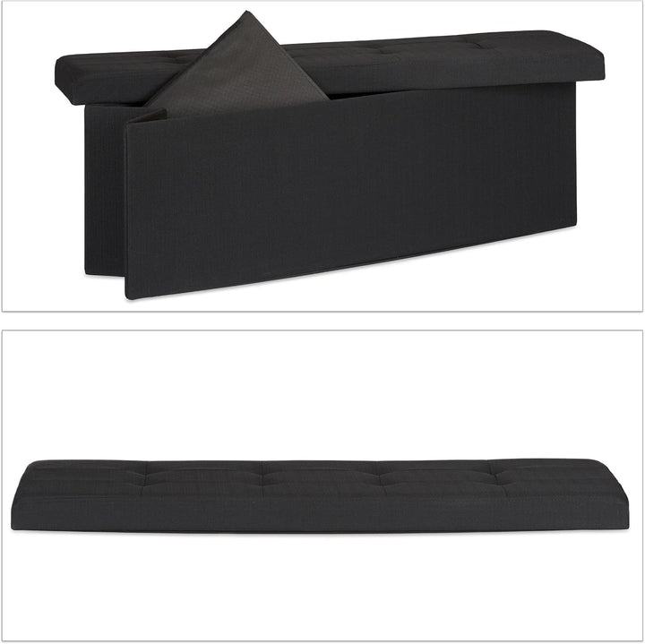 Relaxdays Faltbare Sitzbank XXL, Sitzcube mit Stauraum, Sitzwürfel aus Leinen, mit Deckel, HBT 38 x