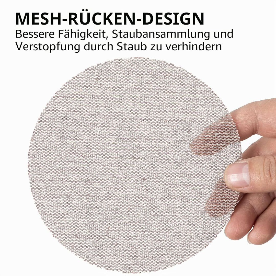 UPWOOD Schleifgitter 50 Stück 125mm Klett Körnung 120, Zum staubfreien Schleifen von Karosserie, Hol