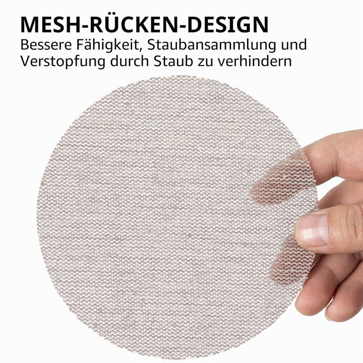 UPWOOD Schleifgitter 50 Stück 125mm Klett Körnung 120, Zum staubfreien Schleifen von Karosserie, Hol