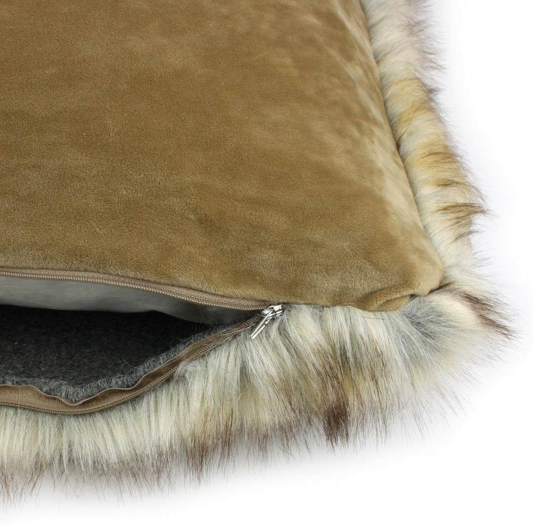 Gözze - Wohnkissenhülle, Kunstfell in edler Pelzoptik, Design Fuchs, 50 x 50 cm - Braun/Rot, Fuchs