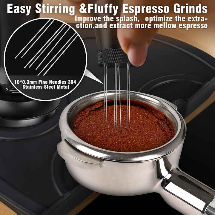 Kaffee Tamper 58mm, Tamper set inkl. WDT Tool, Dosierring 58mm，Tampermatte - Premium Barista Zubehör