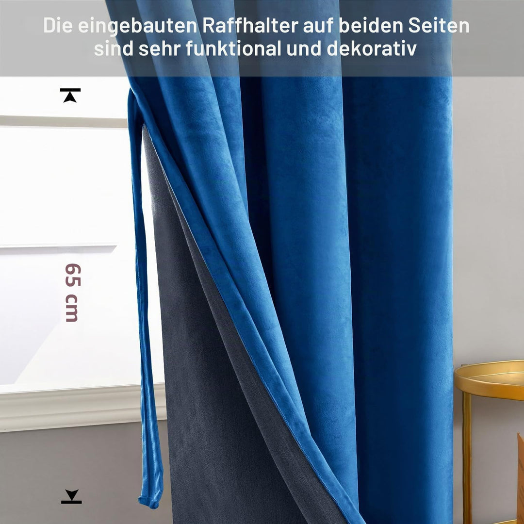 JIUZHEN Verdunklungsvorhang aus Samt,2er Set weiche blickdichte Gardinen mit Ösen für Schlafzimmer,1