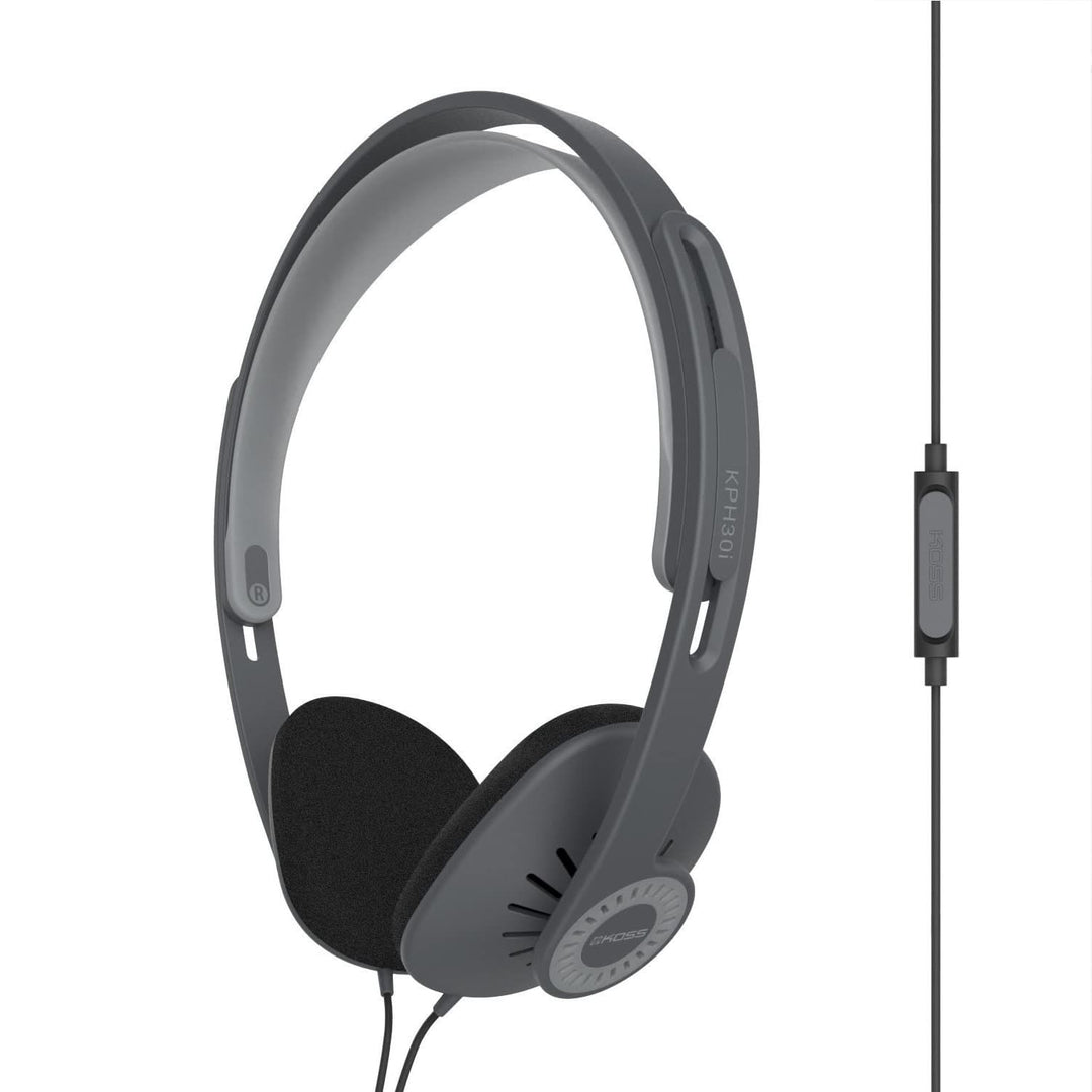 Koss KPH-30iK 193532 KPH30iK HiFi Kopfhoerer On Ear Headset, Lautstaerkeregelung Schwarz, Grau Dunke
