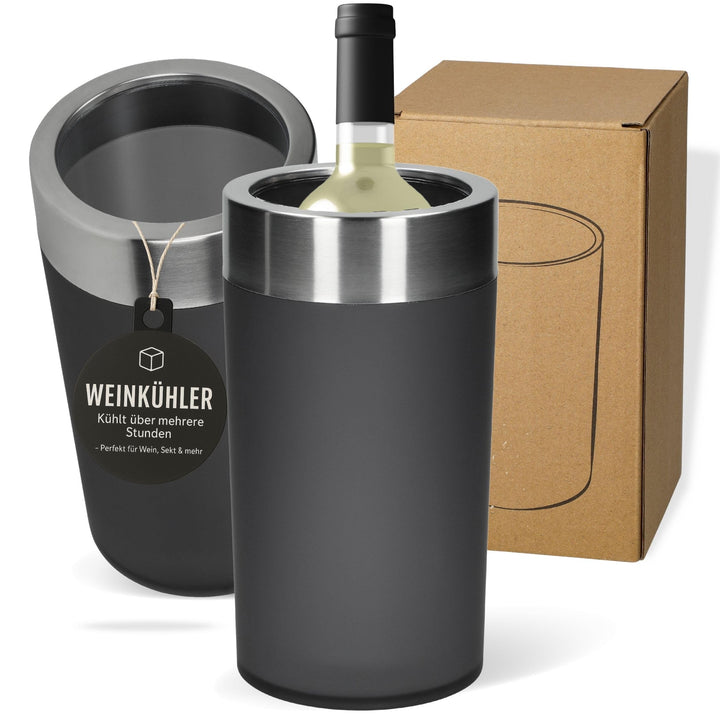 Flaschenkühler Ø 13 cm 'Ono' doppelwandig isoliert - moderner Weinkühler für Wein & Sekt - eleganter