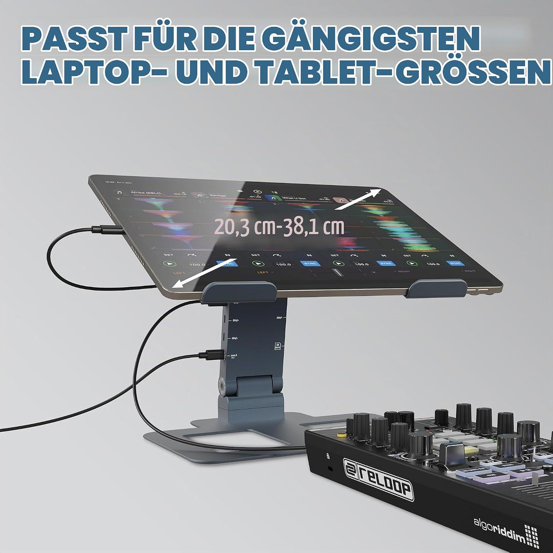 Reloop Stand Hub Pro - Laptop-Ständer und 10-in-1-Multimedia-Hub mit Power Delivery
