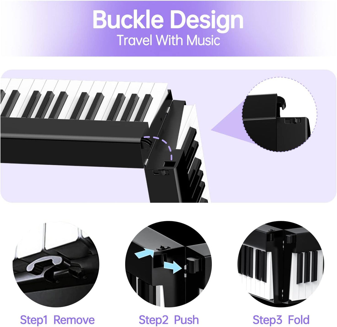 TERENCE Piano mit 88 Tasten Faltbares Klaviertastatur mit 1800mAh Batterie unterstützung MIDI USB-Sc