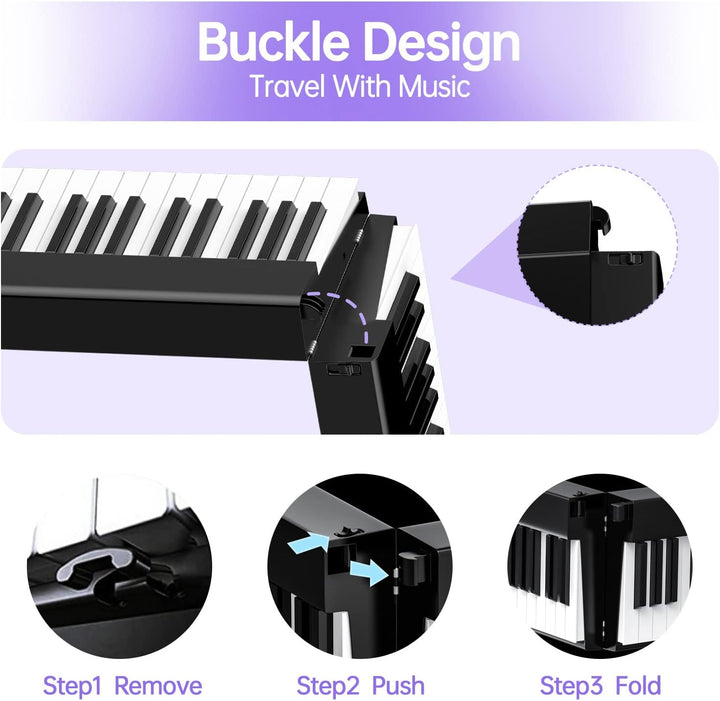 TERENCE Piano mit 88 Tasten Faltbares Klaviertastatur mit 1800mAh Batterie unterstützung MIDI USB-Sc