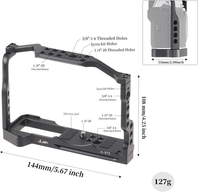 FOTGA Kamerakäfig für Fujifilm X-T5 Kamera, Aluminiumlegierung Video Rig mit NATO-Schiene, 1/4" Gewi