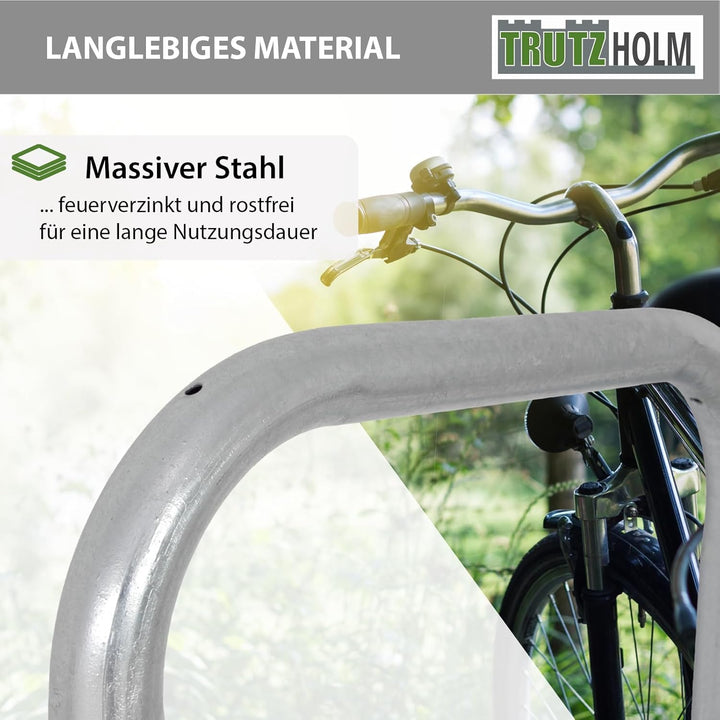 TRUTZHOLM Fahrradanlehnbügel 115x58 cm Stahl feuerverzinkt und rostfrei Ø 48 mm zum Einbetonieren Fa