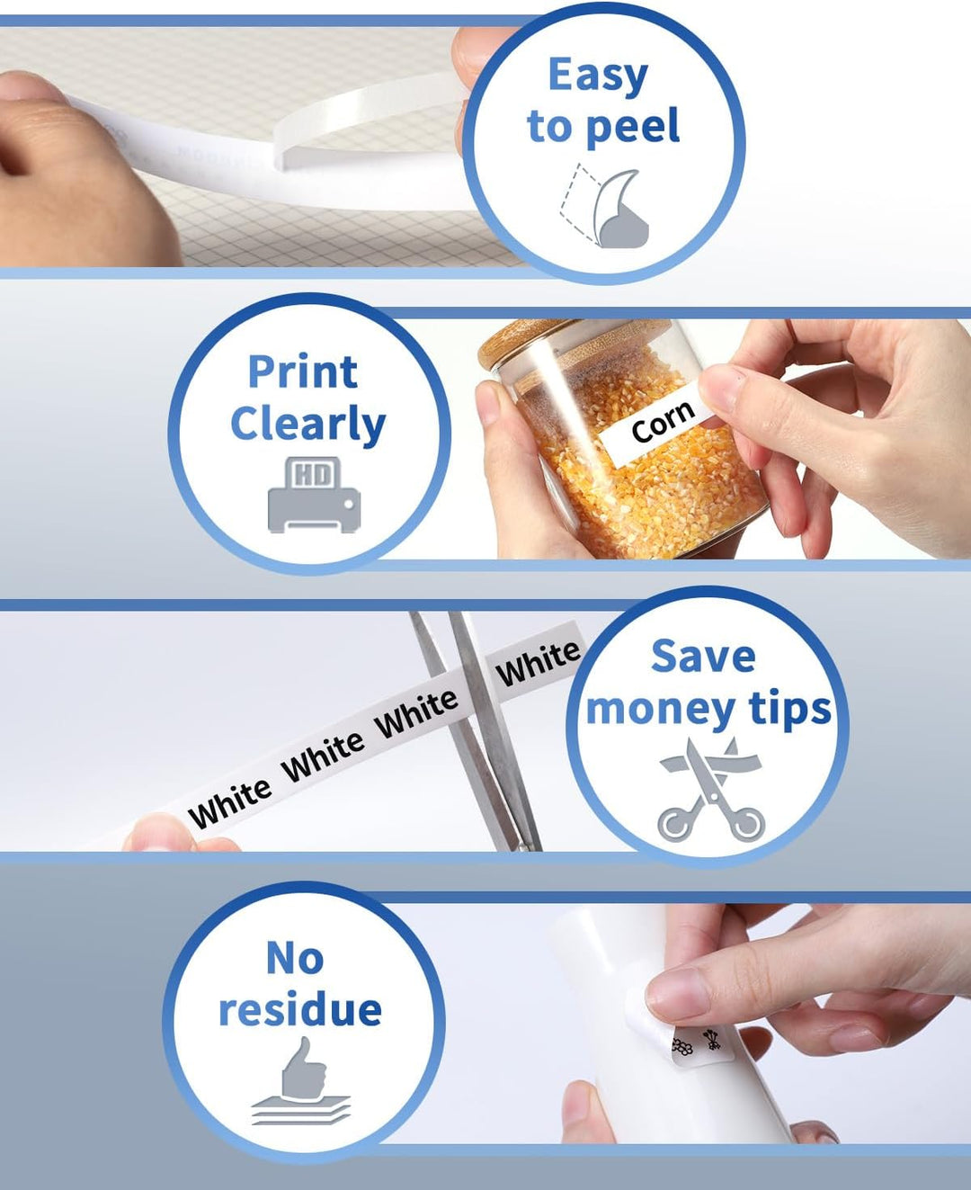 Upwinning Tze 211 Bänder 6mm Kompatibel mit Brother P-touch Bänder 6 mm x 8 m tze-211, Schwarz auf W