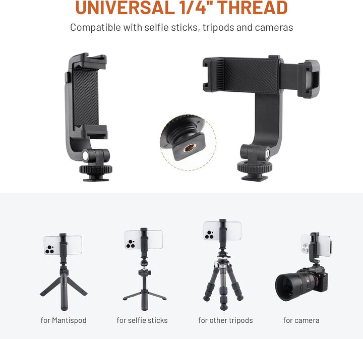 PGYTECH Cold Shoe Handyhalterung kompatibel mit iPhone/Samsung und Anderen Smartphones Phone Holder,