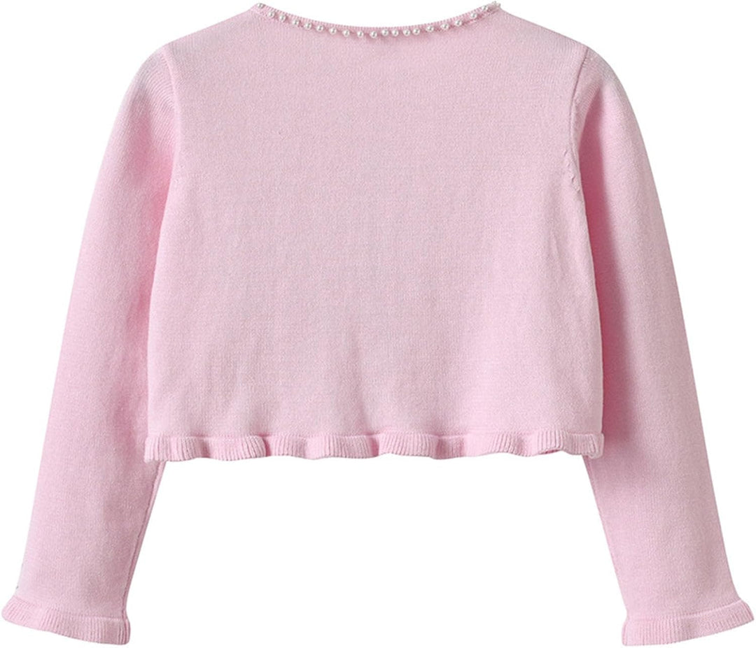 Strickjacke Mädchen Kinder Basic Bolero Kommunion Cardigan Bolero Jäckchen Lange Ärmel Mädchen #10 P
