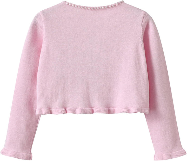 Strickjacke Mädchen Kinder Basic Bolero Kommunion Cardigan Bolero Jäckchen Lange Ärmel Mädchen #10 P