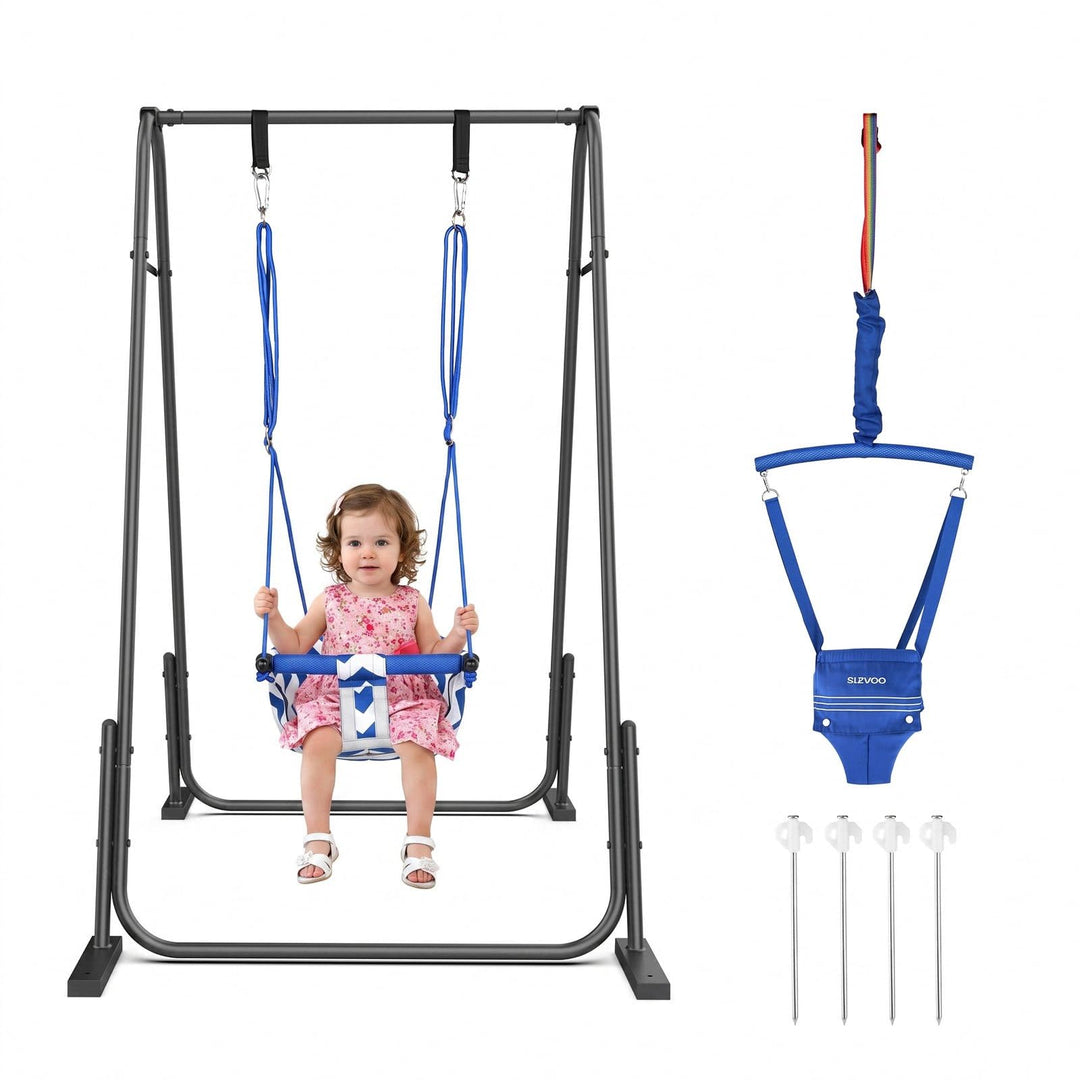 Slevoo 2-in-1 Baby Hopser und Schaukel mit faltbarem Gestell | Tragbare Babyschaukel &amp; Türhopser, Fü