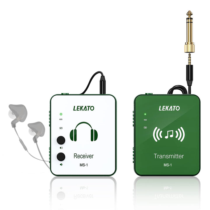 LEKATO Kabelloses In-Ear-Monitorsystem, 2,4 GHz, kabelloses IEM-System mit Sender, Gürtelpack-Empfän
