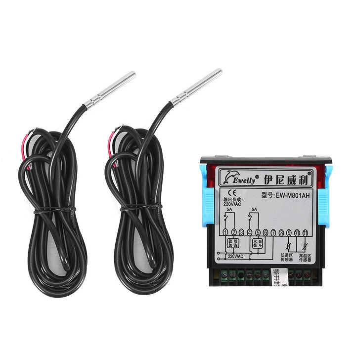 AC 220 V 5A Allzweck Digital Temperatur Differenzregler Differenzial Thermostat mit Sensor Sonde für