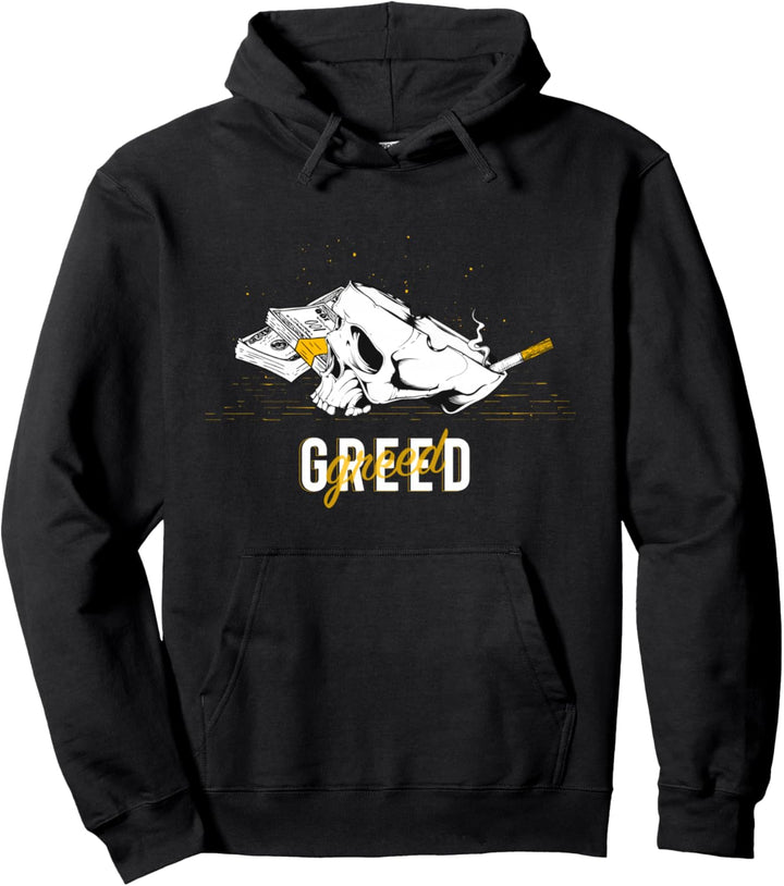 Greed Skull - Sad Aesthetic Edgy Streetwear Pullover Hoodie