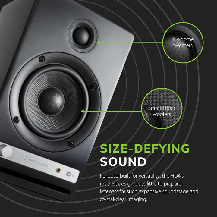 Audioengine HD4 Wireless Speaker Bluetooth | Desktop Monitor Speakers | Home Music System aptX HD Bl