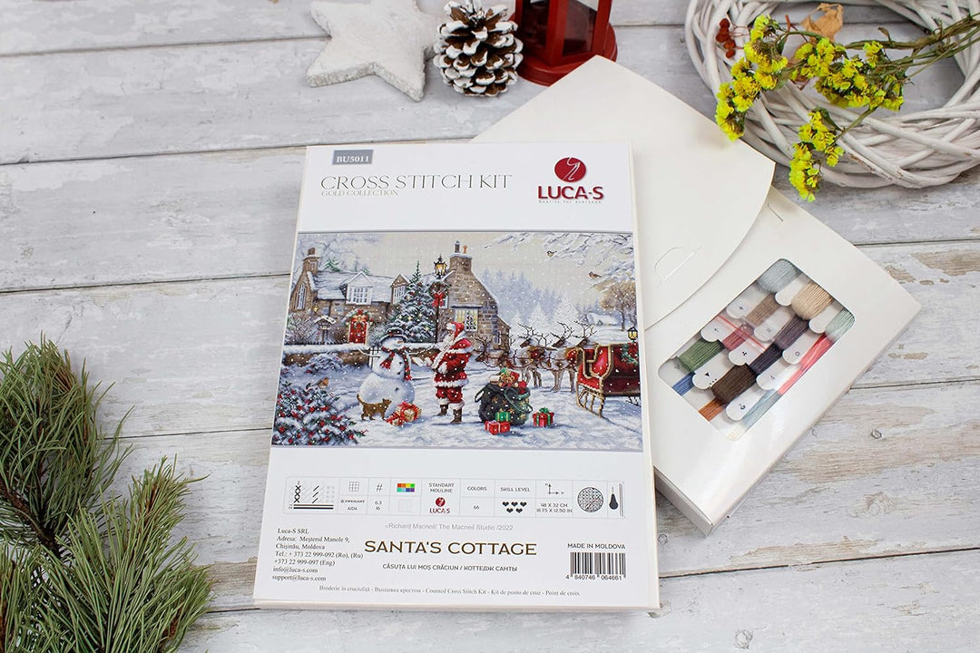 Kreuzstich-Set Luca-S Gold Santa's Cottage, BU5011, Handarbeitsset